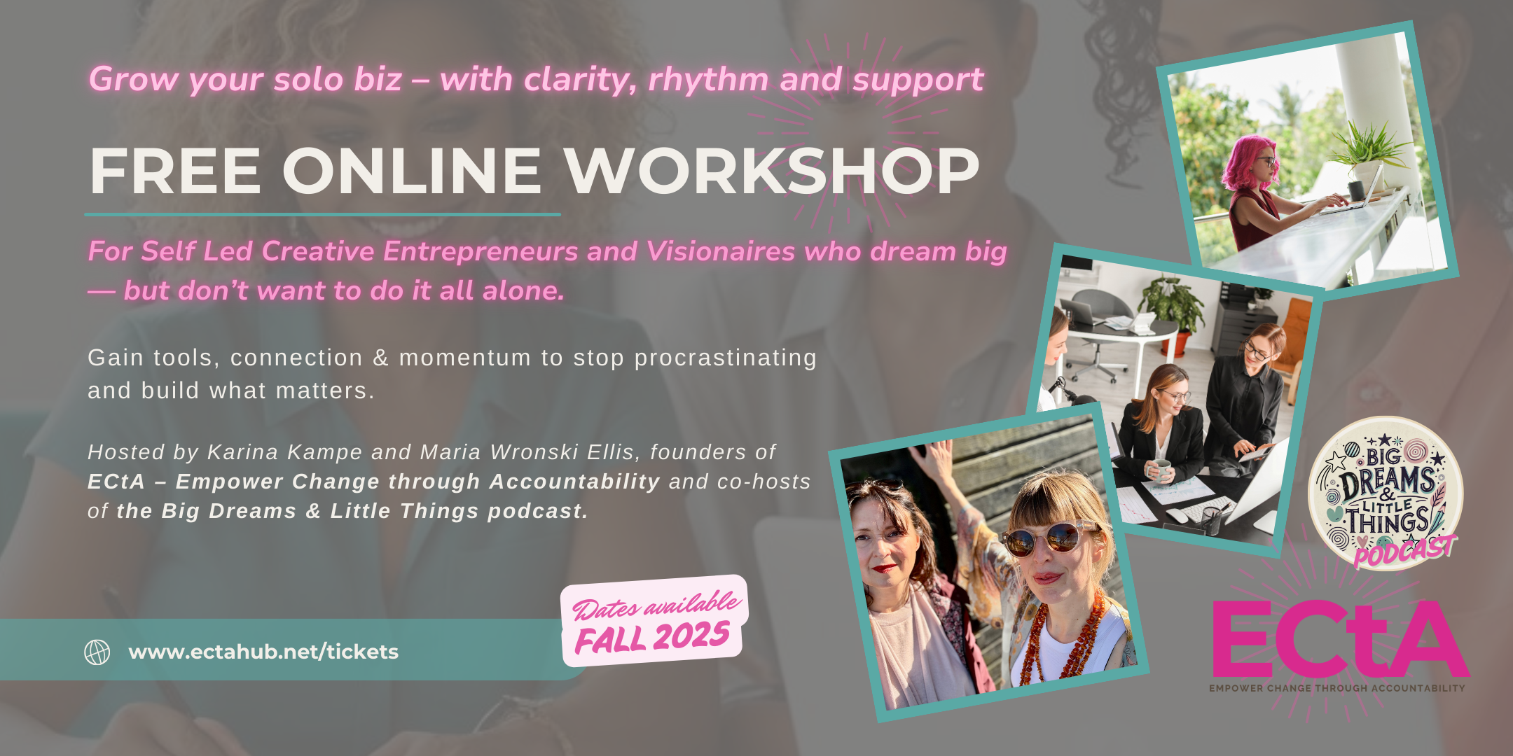 Free Online Workshops for Self led Creative Entrepreneurs Ad