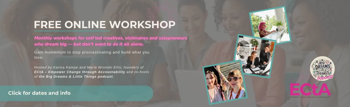 Ad for free online workshops with ECtA - Empower Change through Accountability