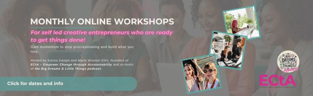 Monthly Workshops for creative entrepreneurs ad